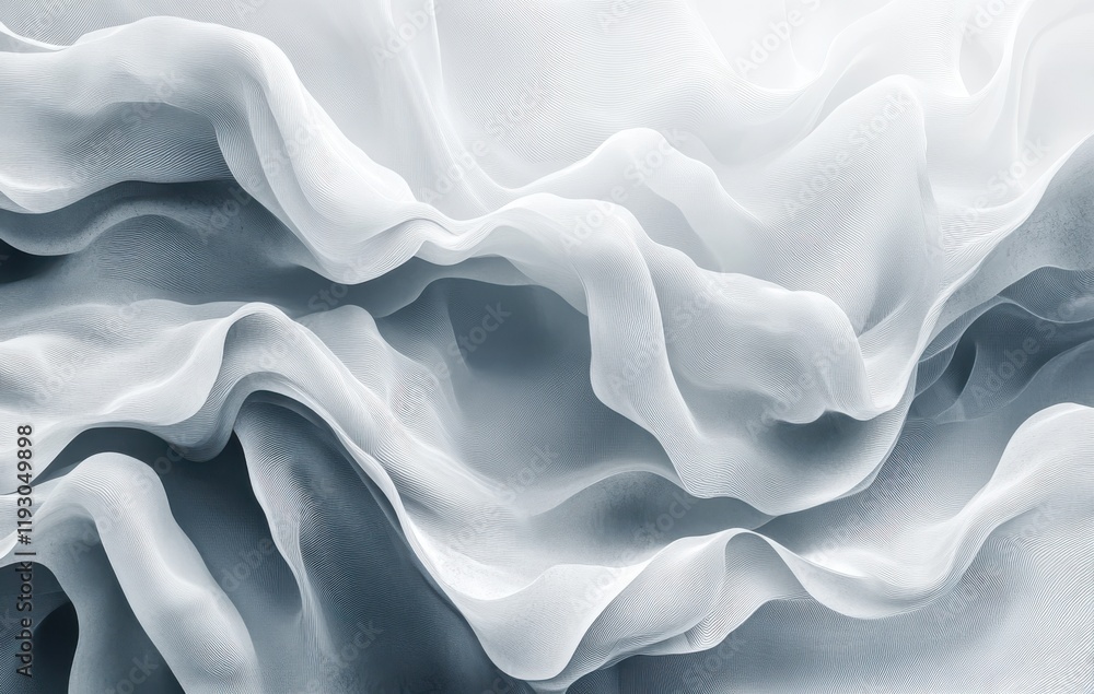 Poster soft flowing fabric abstract texture with gentle waves and layers in light gray and white tones high