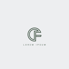 Abstract CF FC or CF letter simple style business logo design vector template