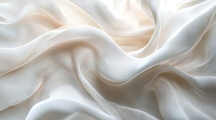 Obraz premium Creamy fabric drapes softly. Elegant textile background for design