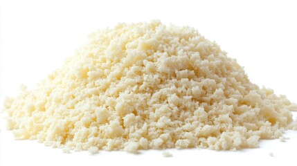 Pile of Fine White Powder on Isolated White Background