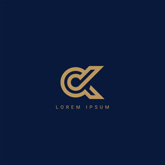 Abstract CK KC or CK letter simple style business logo design vector template