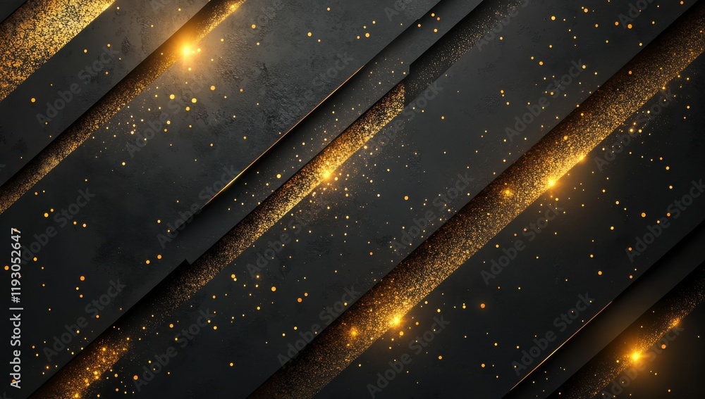 Poster stunning abstract background featuring golden light sparks on dark textured surface with diagonal li