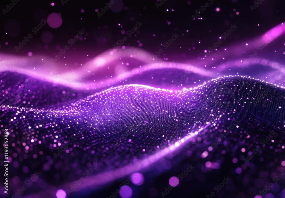 Poster stunning abstract background of glittering particles over soft purple waves creating a dreamy and et