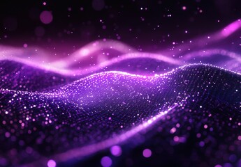 Fototapeta premium Stunning Abstract Background of Glittering Particles Over Soft Purple Waves Creating a Dreamy and Ethereal Atmosphere for Various Visual Applications