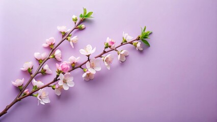 Obraz premium Delicate Spring Blossoms on Lavender Background A Peaceful Floral Image