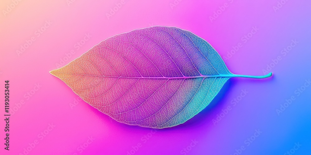 Poster Leaf with a rainbow pattern on it