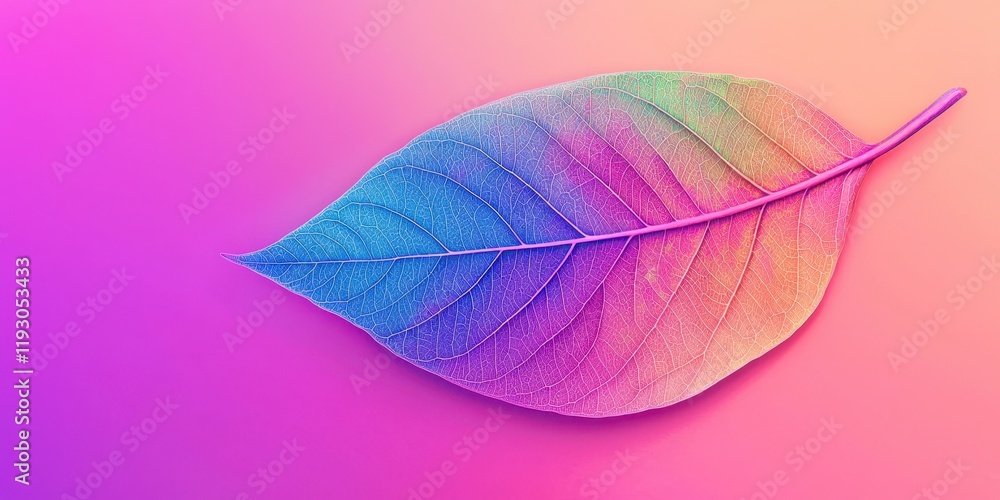 Poster leaf with a rainbow of colors on it