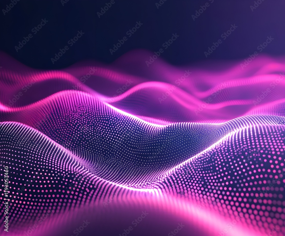 Poster abstract digital data streams with binary code and light streaks on a dark background.