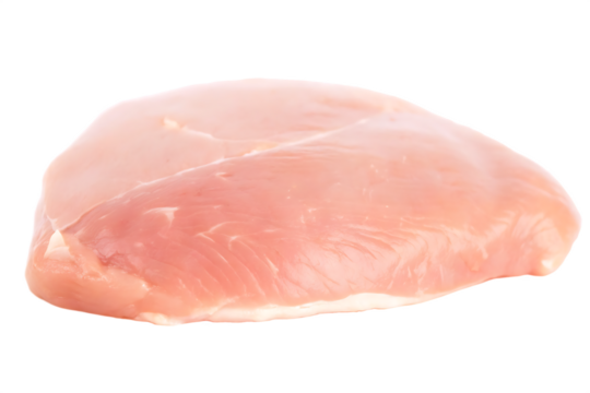 macro raw chicken meat isolated on white background PNG.AI GENERATED