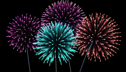 Fototapeta premium fireworks in the night sky. colorful fireworks black screen.