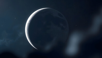 Fototapeta premium photo of earth moon from space blurry foreground, with white tones
