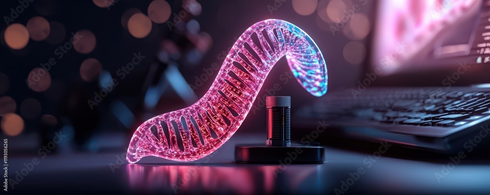 Poster dna analysis investigation in forensic technology concept. colorful digital representation of dna he