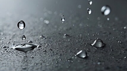 Water drops texture background. Spray, liquid droplets on gray surface