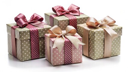 Obraz premium Three gift boxes with a bow, cut out 