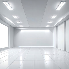 An empty room with a door and a window light nobody hallway door business inside entrance background