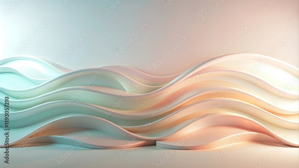 Aufkleber Abstract Pastel Wave Background  Elegant Undulating Forms in Soft Hues