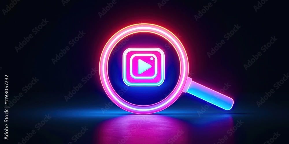 Poster close up of a video camera with a red and blue glow