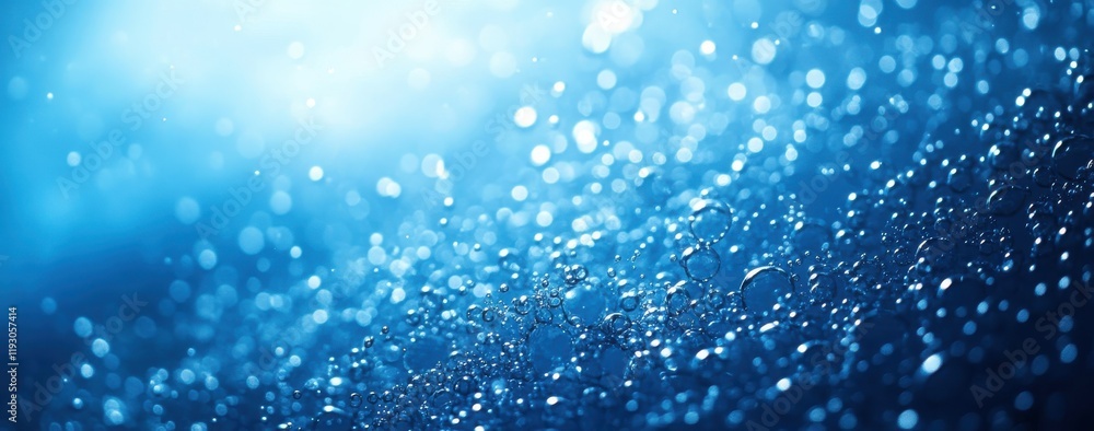 Poster stunning close-up of water droplets on surface with soft blue background creating a dreamy and ether