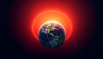 Fototapeta premium Planet earth, sunrise, stars, close up, pixel art, with white tones