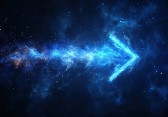 Stunning Cosmic Arrow of Blue Energy and Stardust Illuminating the Dark Expanse of Space, Symbolizing Direction and Infinite Possibilities
