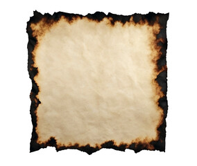 Fototapeta premium old vintage paper with burnt edges isolated on transparent background, png file with copy space for text