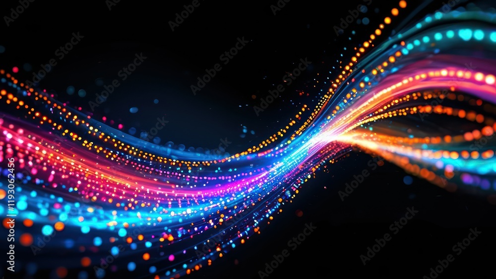 Poster vibrant, colorful waves of light create a dynamic and energetic abstract background for design or te