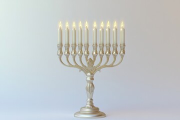 Fototapeta premium Elegant menorah with glowing candles showcases tradition and cel
