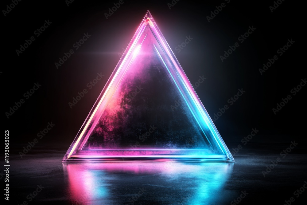 Poster a minimalist illustration of a single glowing object under uv light, represented by simple geometric