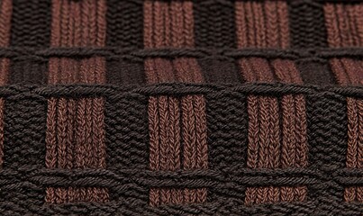 Fototapeta premium Close-up brown knitted textile texture background.