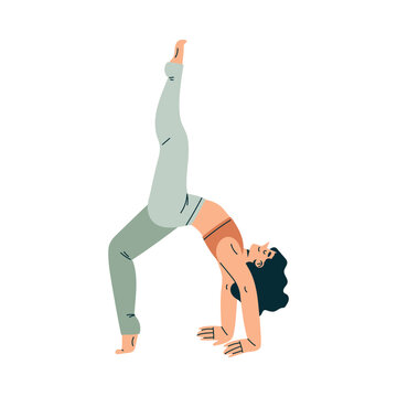 Sport with Woman Character Stretching Body Engaged in Physical Activity Vector Illustration