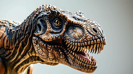 Realistic dinosaur sculpture showcasing detailed textures and fierce expression, suitable for...