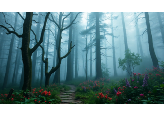 misty forest in the morning