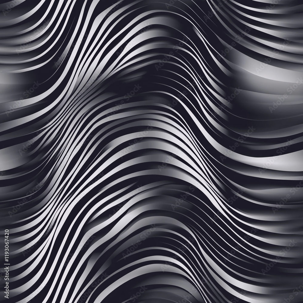 Poster abstract black and white flowing wave texture with striped pattern