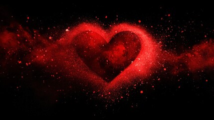 Red Heart Exploding in Powder Cloud