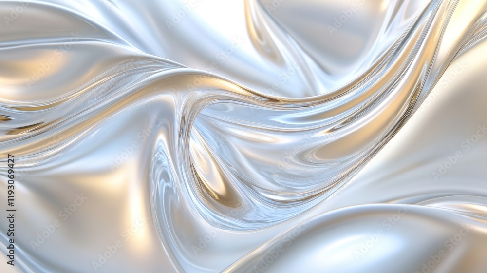Poster metallic silver liquid surface creating wavy pattern