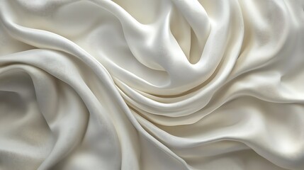 Obraz premium Cream silk fabric texture background, elegant waves, soft folds, luxurious drape