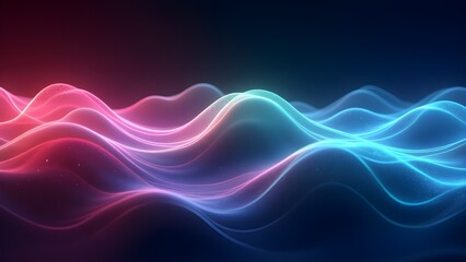 Abstract waves in vibrant neon tones against a simple
