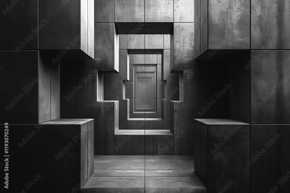 Poster abstract dark 3d pattern. brutalist style. symmetry. background image. created with generative ai te