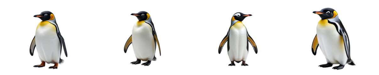 Obraz premium Collection of penguin isolated on a white background as transparent PNG 