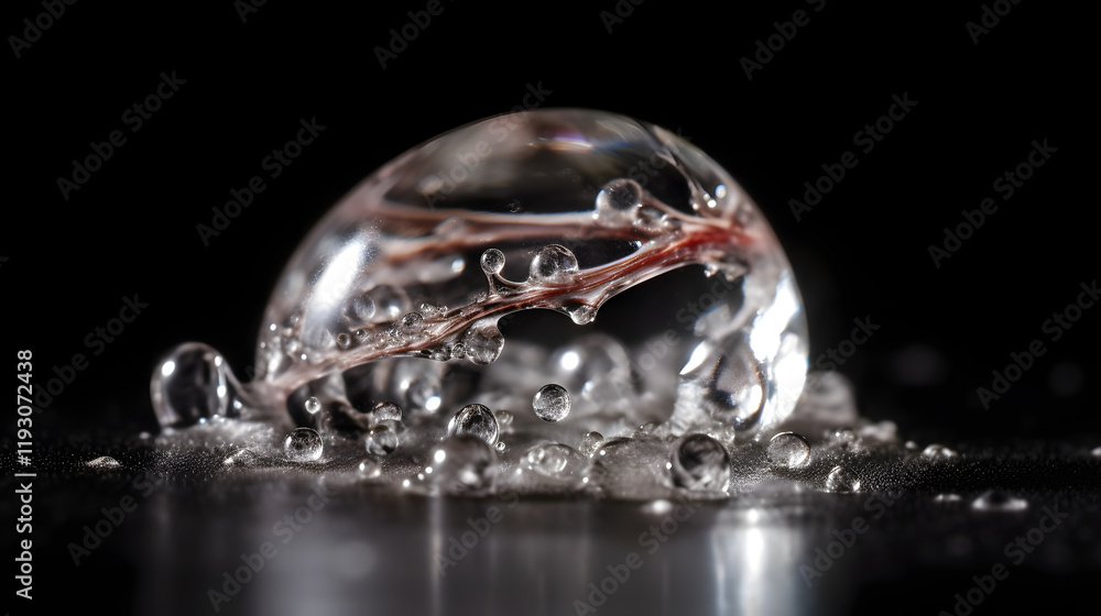Poster capture of a bubble with intricate structures and reflections