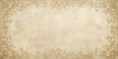 Antique Beige Paper Background with Ornate Floral Frame Design