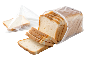 sliced white bread in plastic bag isolated on white background PNG.AI GENERATED
