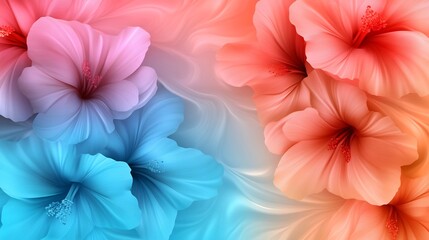 Dreamlike Hibiscus Flowers in Pastel Hues: A Colorful Floral Fantasy