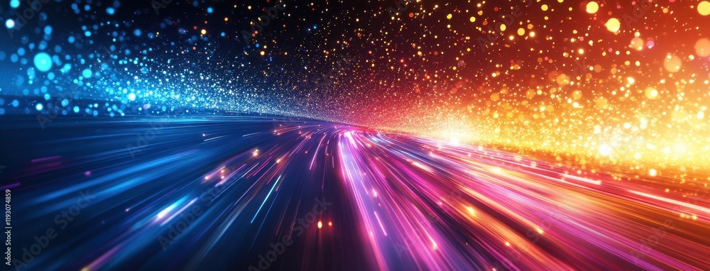 Aufkleber vibrant motion blur with colorful light trails in a futuristic digital landscape representing speed 