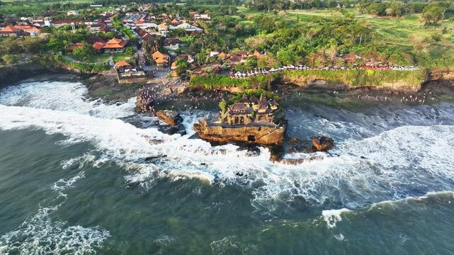 Drone video of Tanah Lot in Bali Indonesia