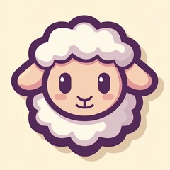 Fototapeta premium Cute cartoon lamb, farm animal, illustration, pastel background, children's book