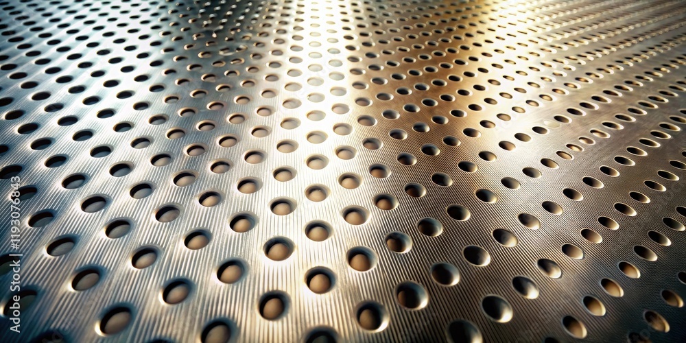 Leinwandbilder abstract metallic surface with circular perforations and linear texture
