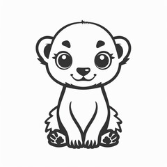 Naklejka premium Cute Mongoose Vector Logo Designed in Black and White Outline Style