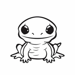 Fototapeta premium Cute Newt Vector Logo Design With Clean Outline in Black and White