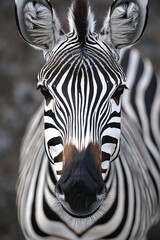Striking close-up of zebra showcasing unique black and white str